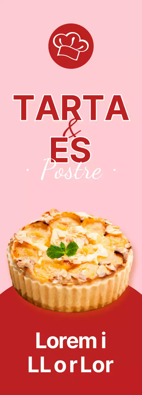 Banner de presentación de una carta de tartas dulces con fondo rosa