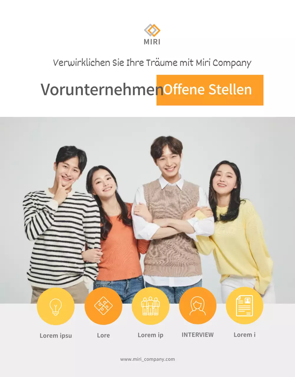 Saubere orangefarbene Stellenausschreibungen
