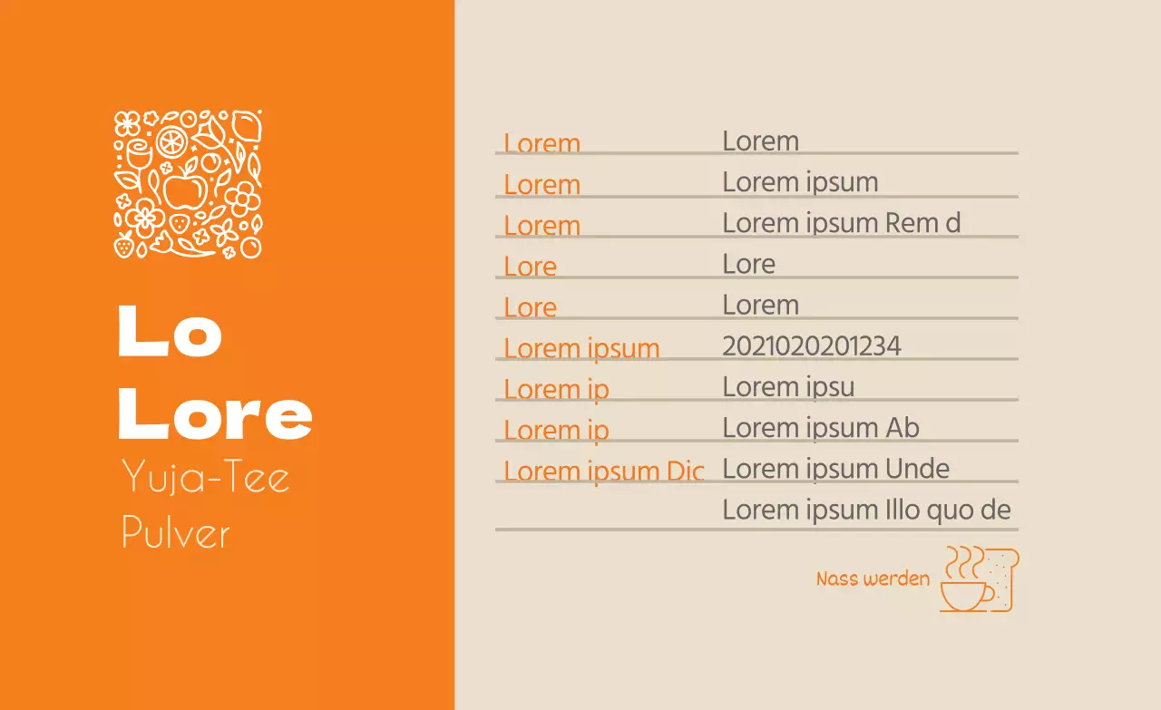 Orange Logo ordentlich Lebensmittel Tee Yuzu Pulver Detail Etikett