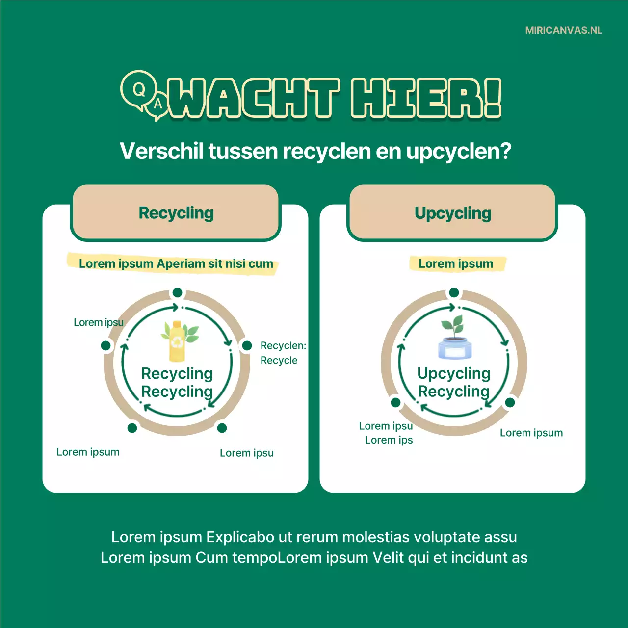 Upcycling uitdaging met groene en beige illustraties CardNews