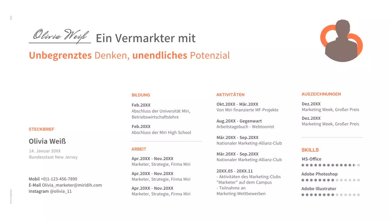 Eine saubere Konzeptmappe in Weiß und Orange