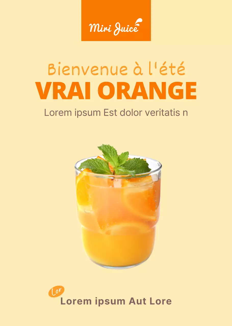 Affiche transparente pour un café Orangeoid jaune