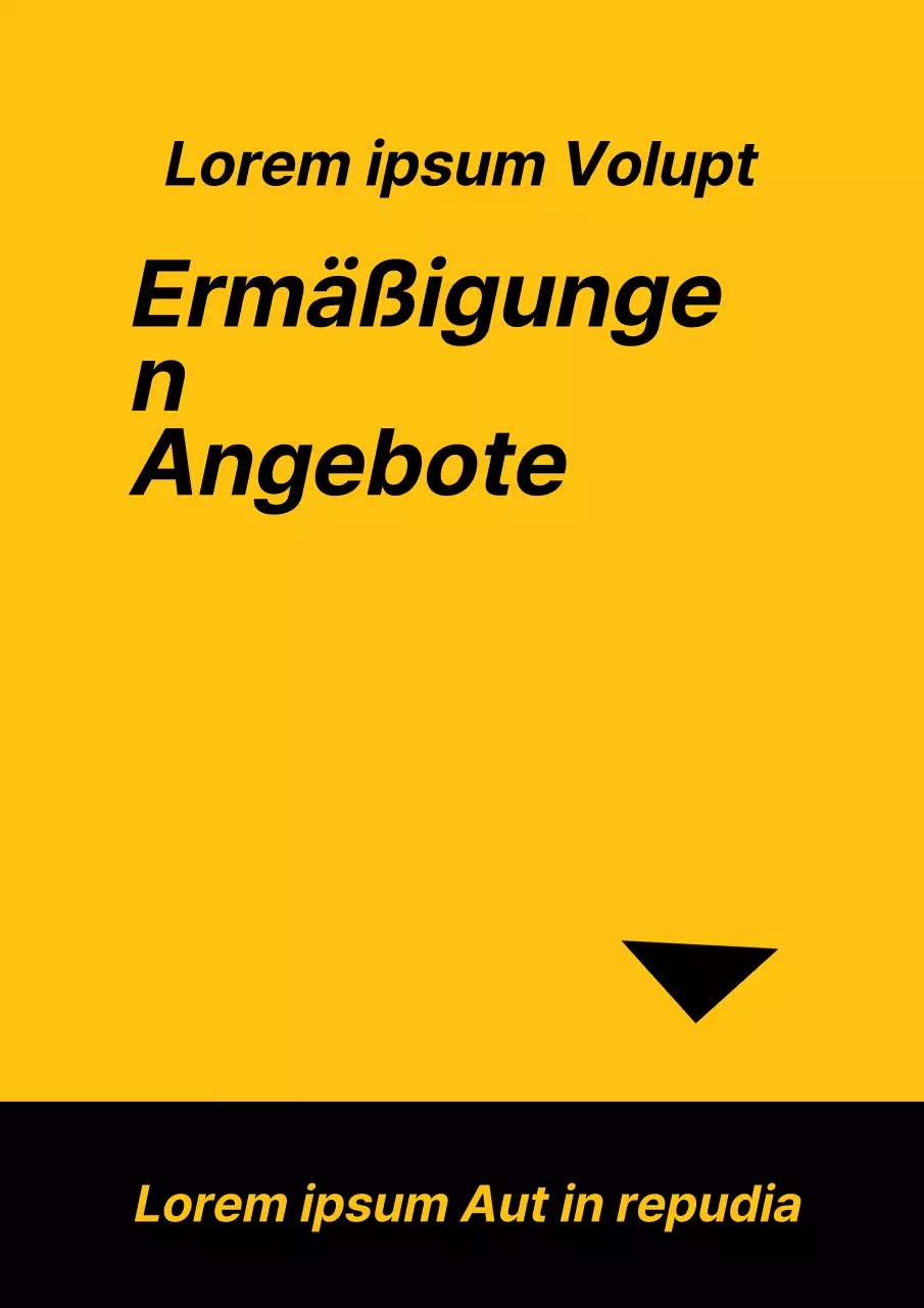 Ein einfaches gelb-schwarzes Flugblatt, das für eine Rabattaktion wirbt