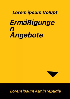Ein einfaches gelb-schwarzes Flugblatt, das für eine Rabattaktion wirbt