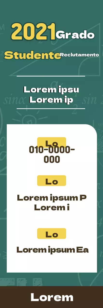 Lavagna con scritte in verde Reclutamento degli studenti alla scuola.