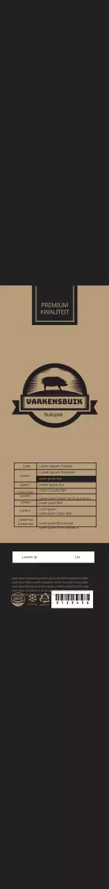Zwart eenvoudig pictogram buikspek label