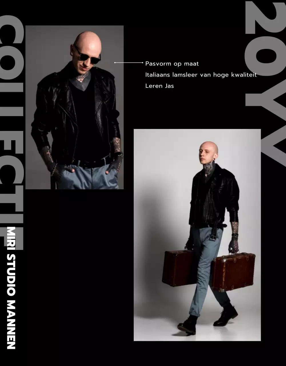 Leren jassen winkel met zwart en blauw beeld