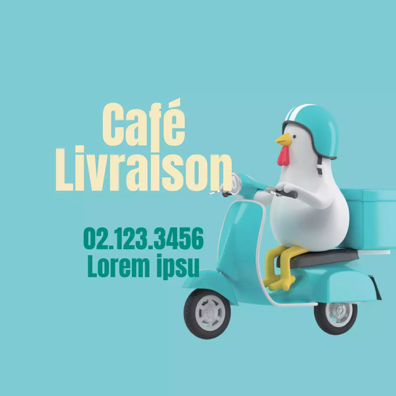 Mignonne étiquette de livraison de café avec illustration bleue