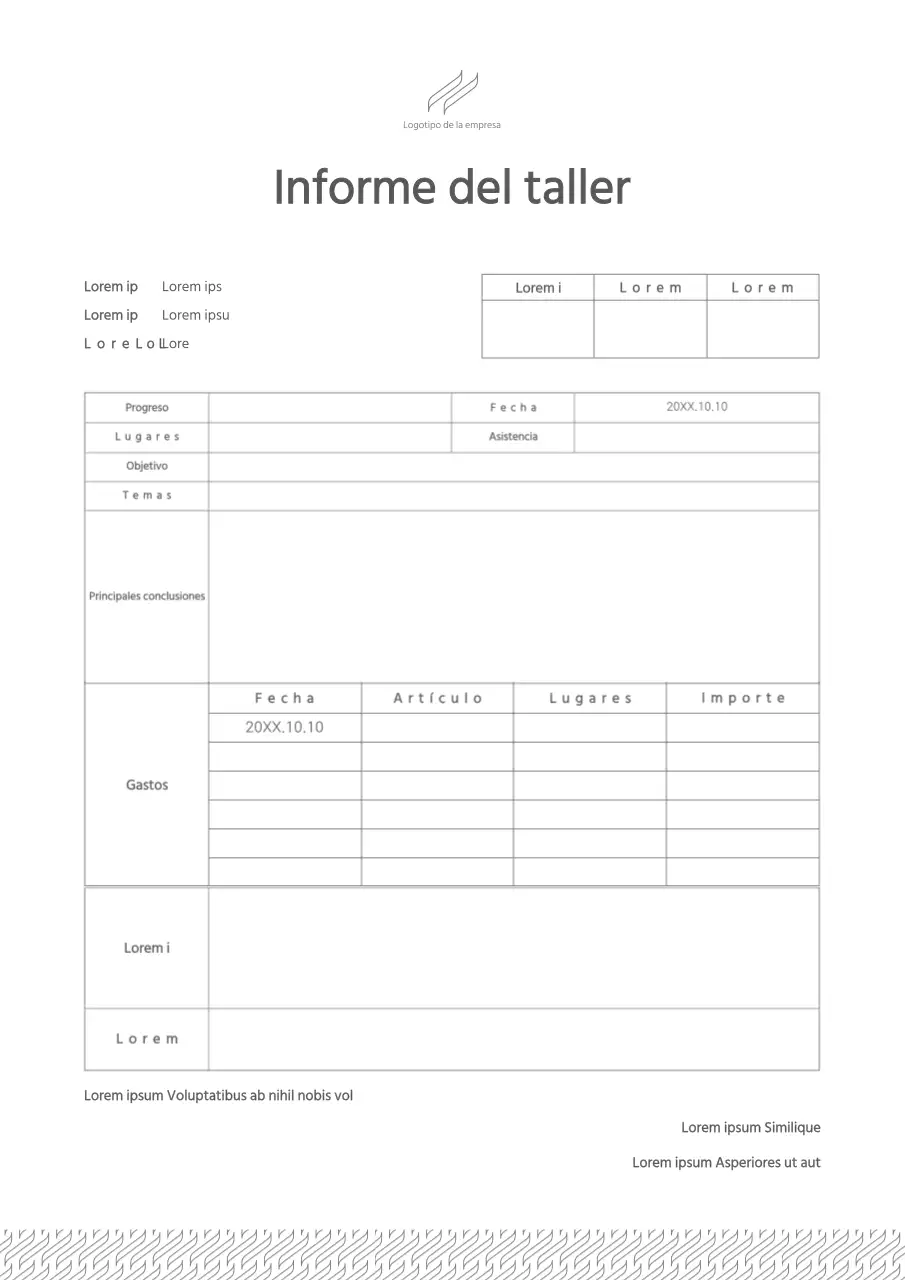 Informes de progreso en blanco y gris