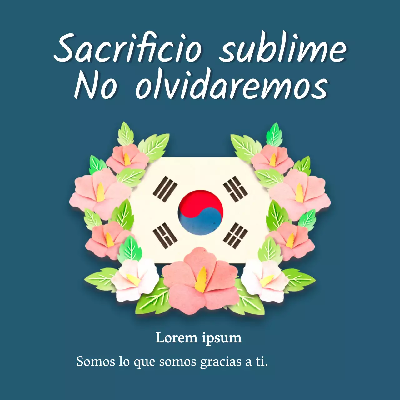 Cartel del Día del Recuerdo en caligrafía turquesa y blanca