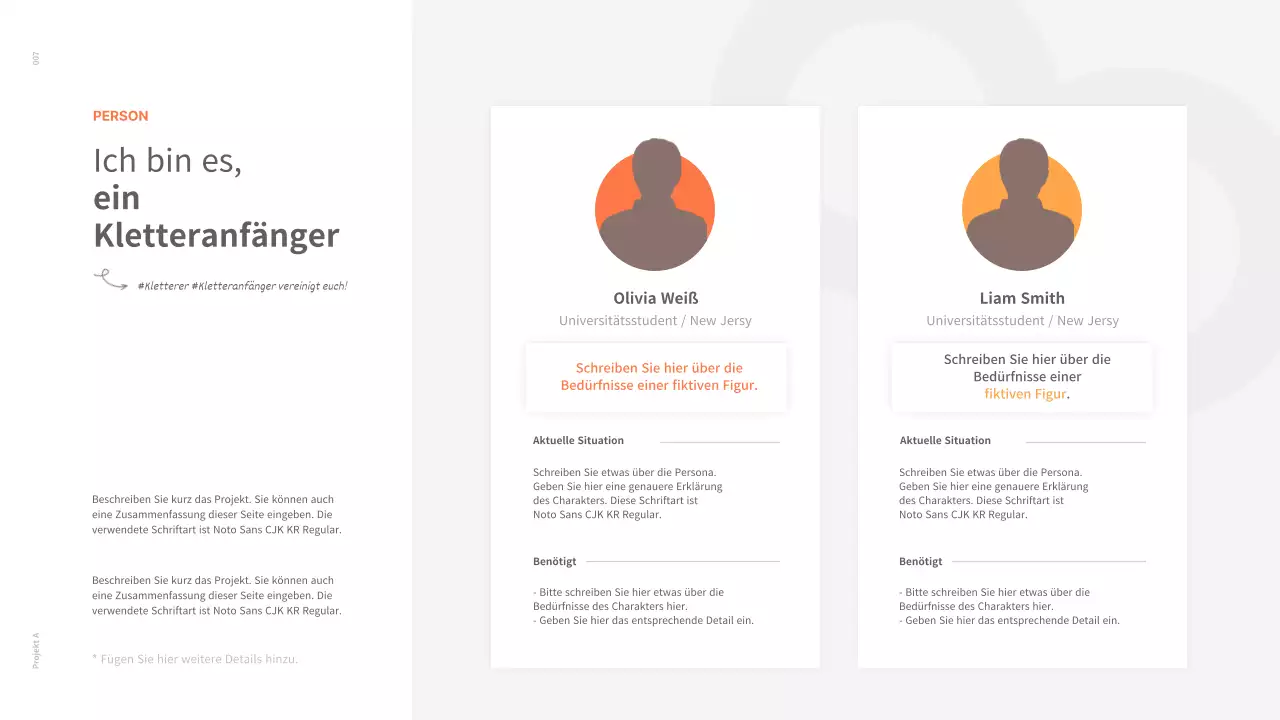 Eine saubere Konzeptmappe in Weiß und Orange