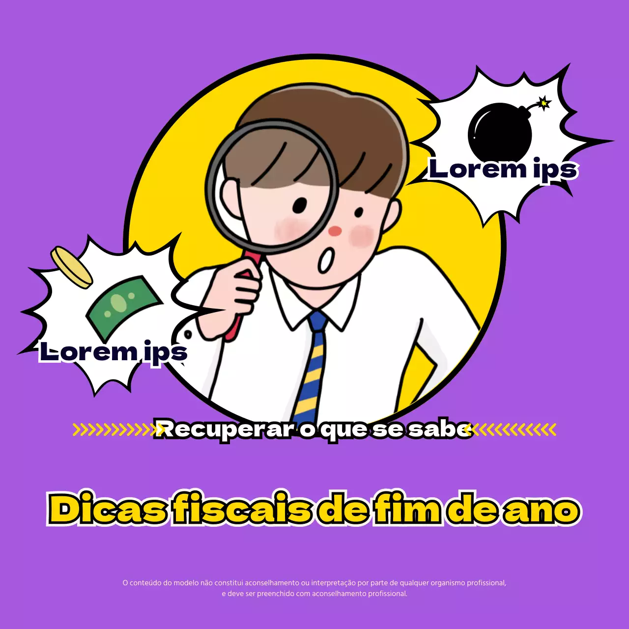 Reconciliação de fim de ano com ilustrações giras a roxo e amarelo