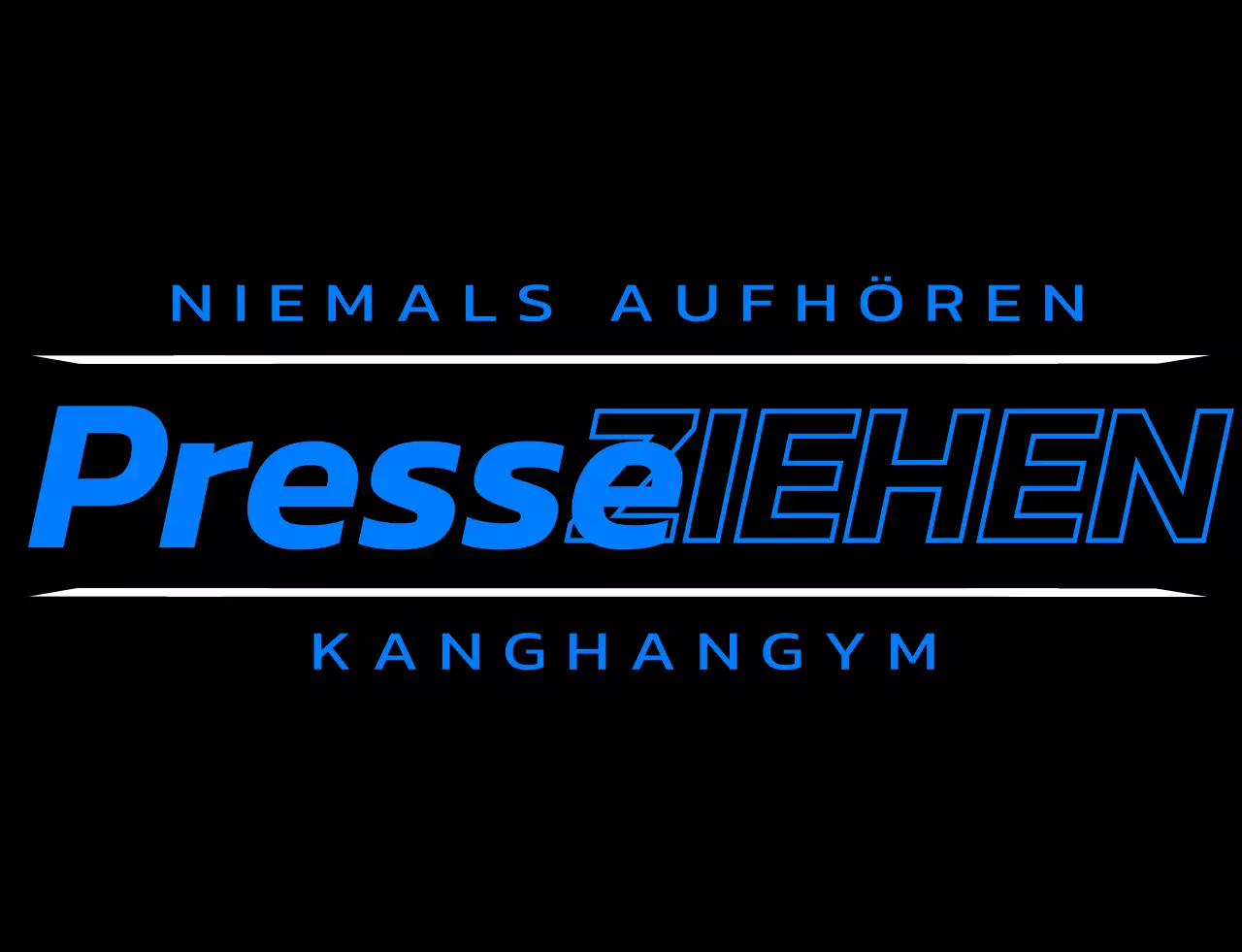 Ein Design nur für Mitglieder eines Fitnessstudios mit einem schwarz-blauen Fitnessstudio-Logo und Text zum Thema Training