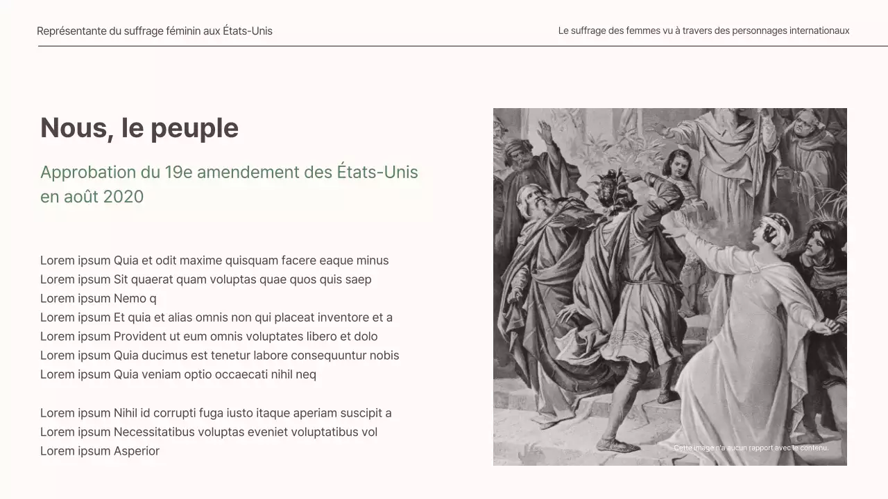  Présentation d'un concept discret pour une mission mondiale sur le droit de vote des femmes