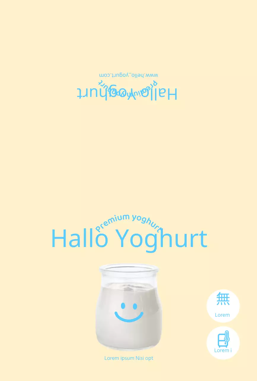 Schattige citroenyoghurt folderkaarten voor productpromotie
