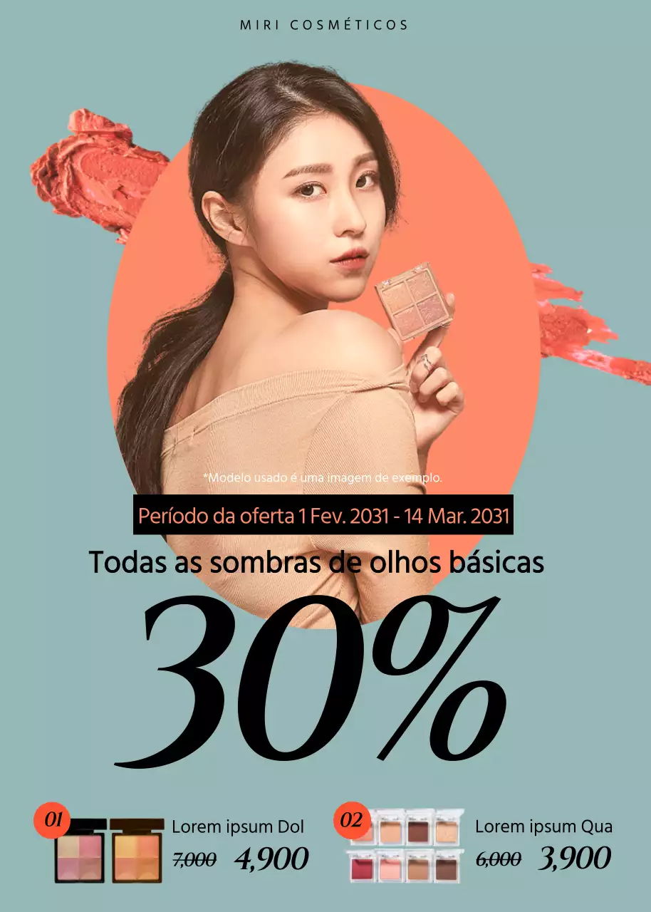 Fotografia de modelo simples em cor de menta e laranja Venda de cosméticos