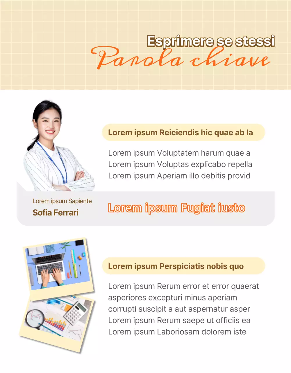 Un colloquio di assunzione con i colori rilassanti del beige e dell'arancione