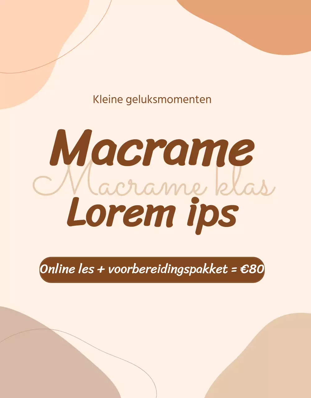 Informatie over een knutselcursus met beige abstracte illustraties en fotografie