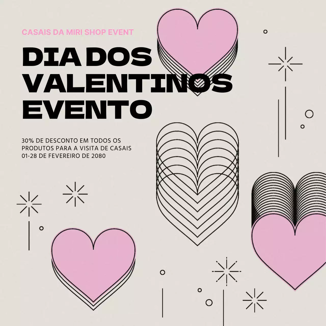 Detalhes ilustrados do evento do Dia Branco em bege e cor-de-rosa