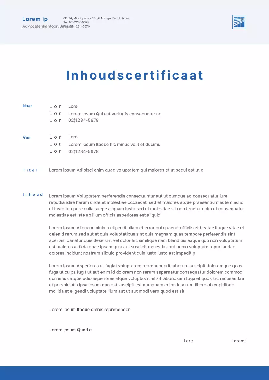 Strak logoconcept in wit en blauw Inhoudsbewijs