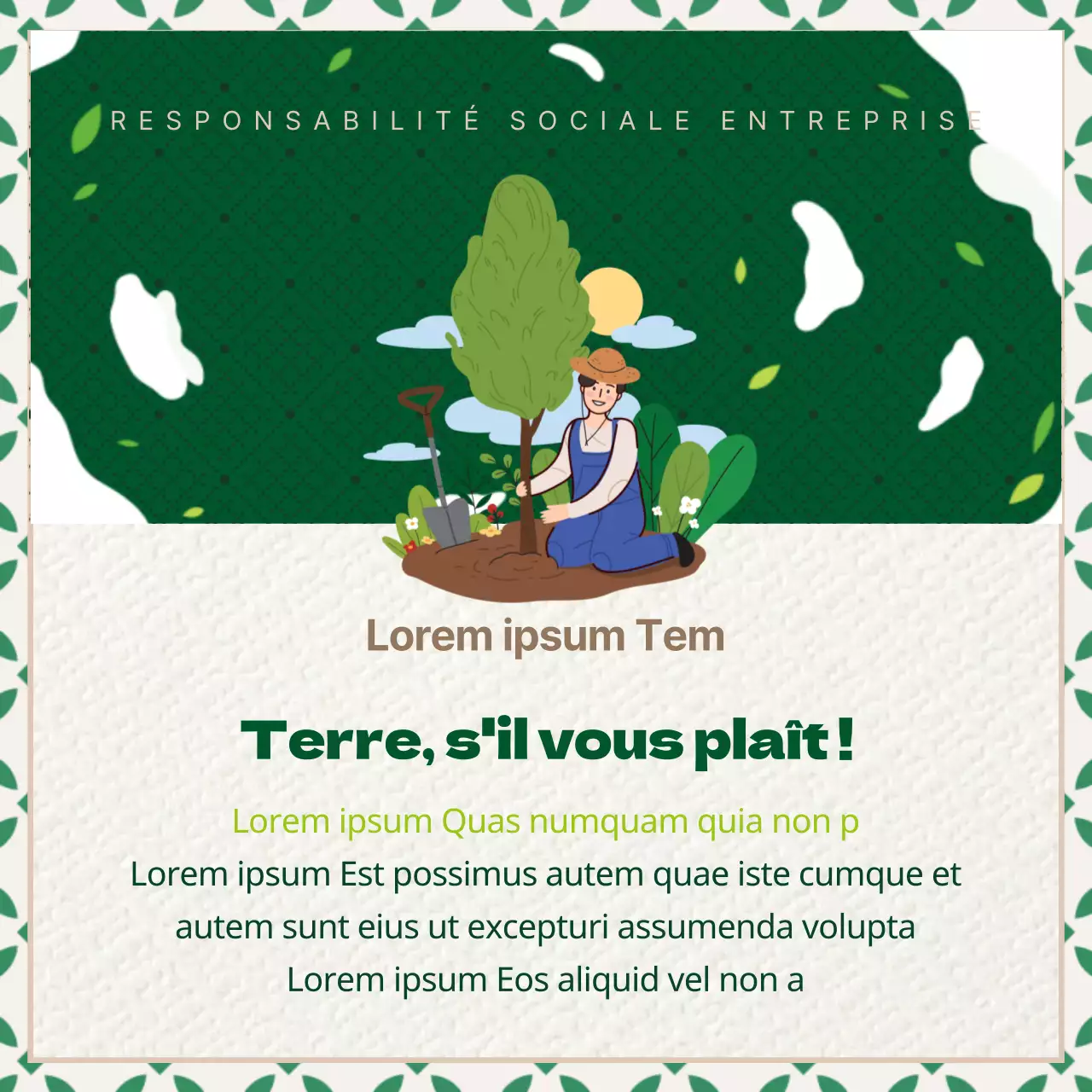 Promouvoir la responsabilité sociale des entreprises avec des textures vertes et brunes