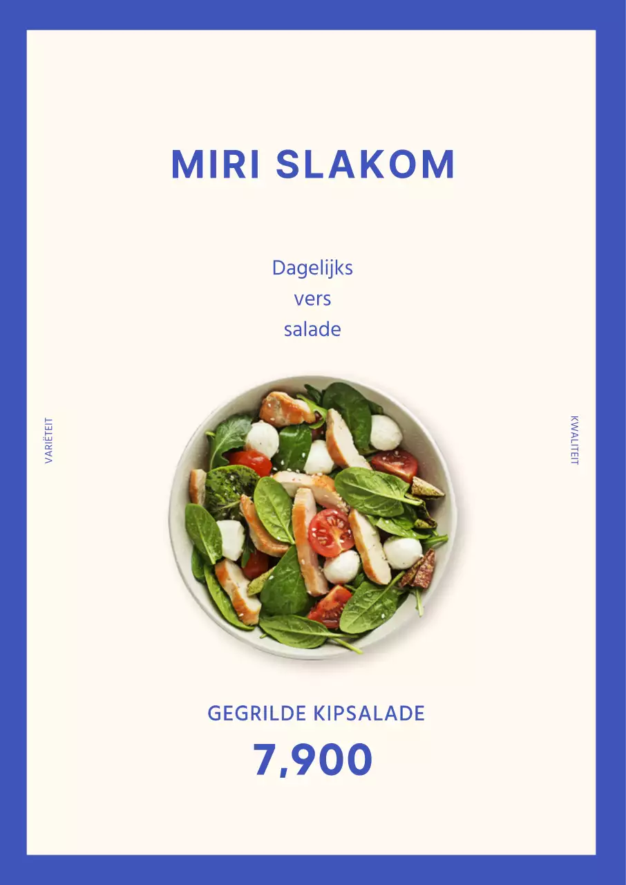 Eenvoudige Blauwe Salade Portret Poster