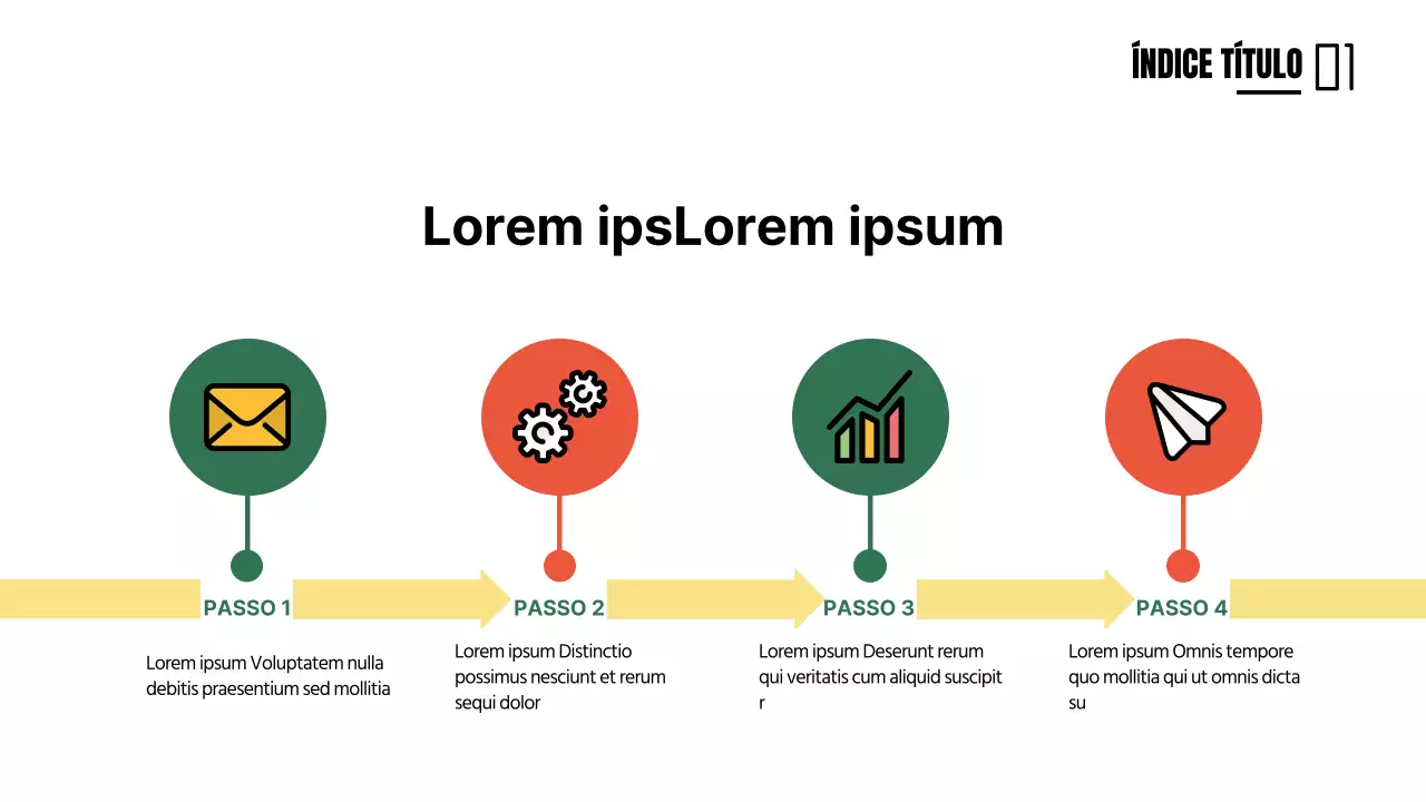 Linha cronológica concetual verde e laranja