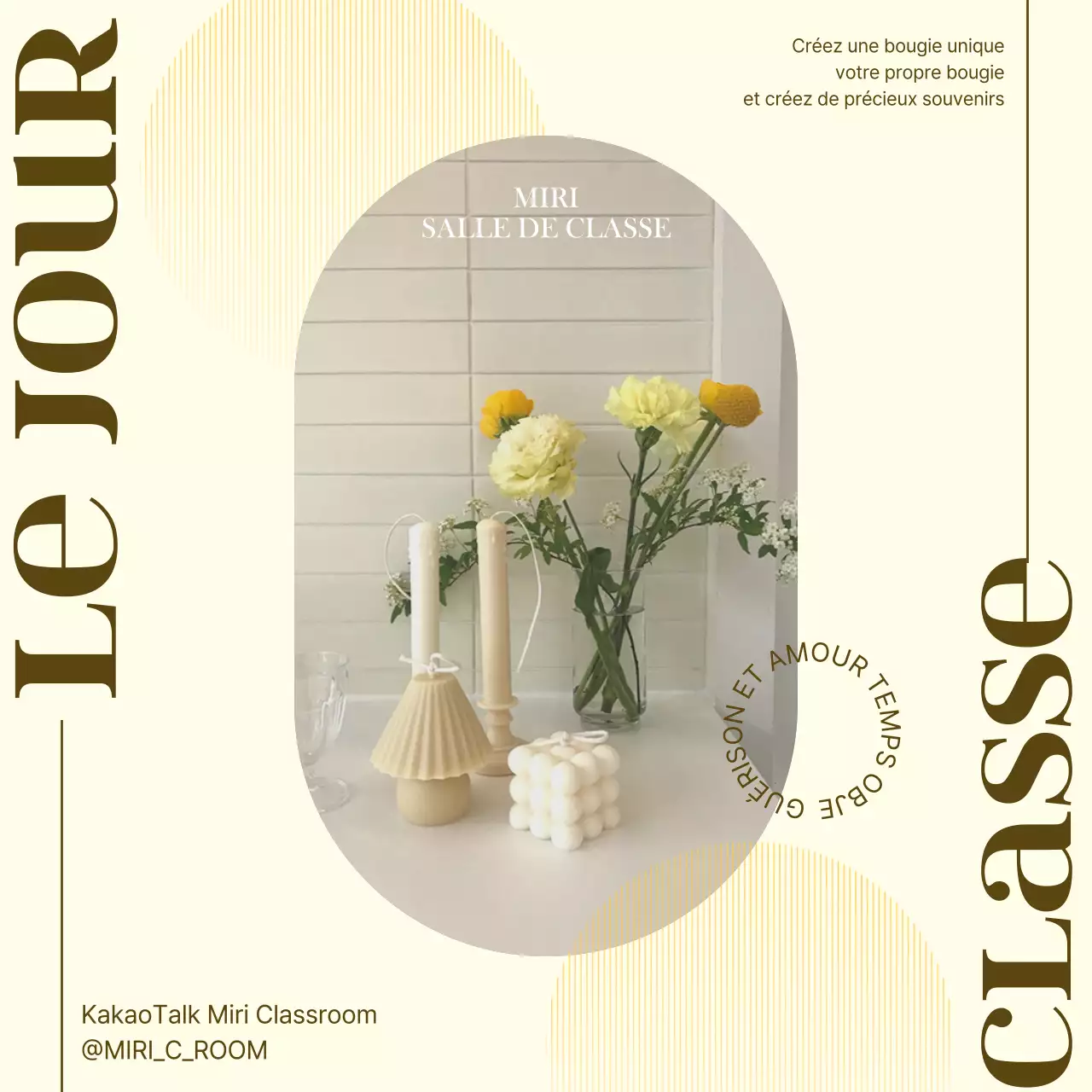 La bougie jaune promeut un cours d'une journée