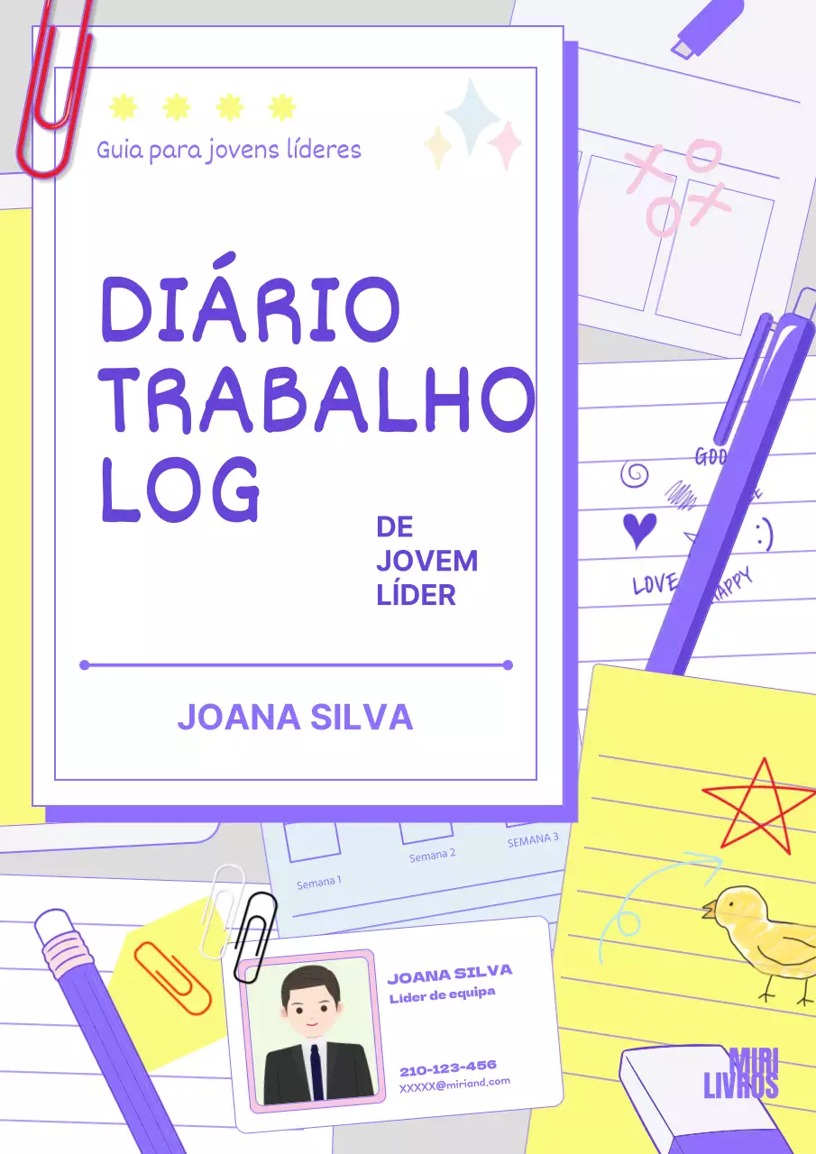 Caderno de notas roxo amarelo jovem Kitschy Diário de auto-aperfeiçoamento