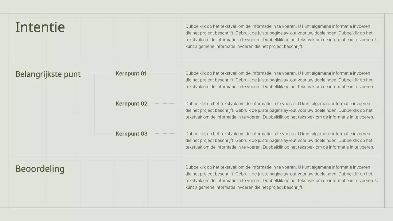 Het portfolio van een contentmarketeer met een groen, eenvoudig rasterconcept