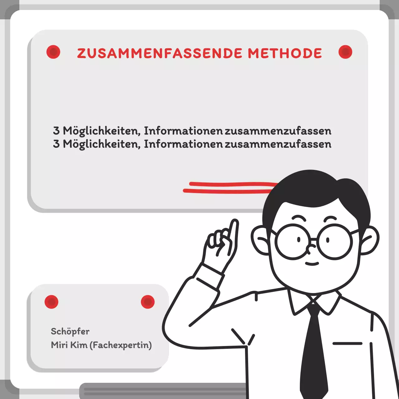 Minimalistisches Whiteboard-Konzept in Grau und Rot Schnelle Fakten zum Konzept