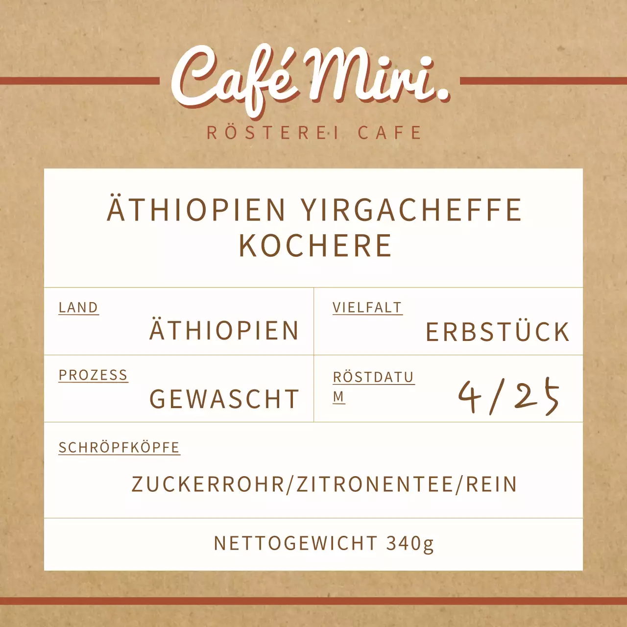 Aufkleber für Kaffeebohnen