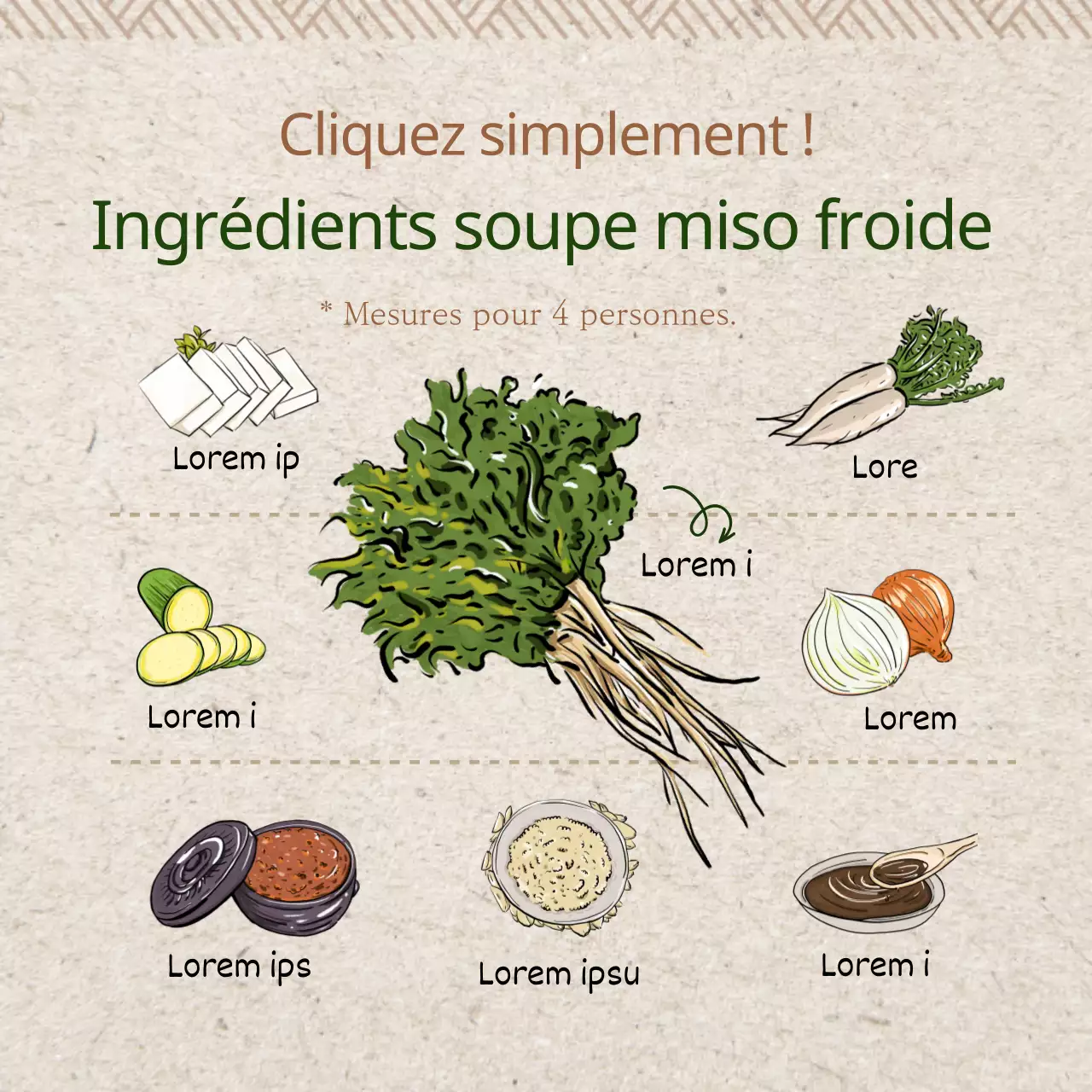 Recette de la soupe miso marron et verte réfrigérée