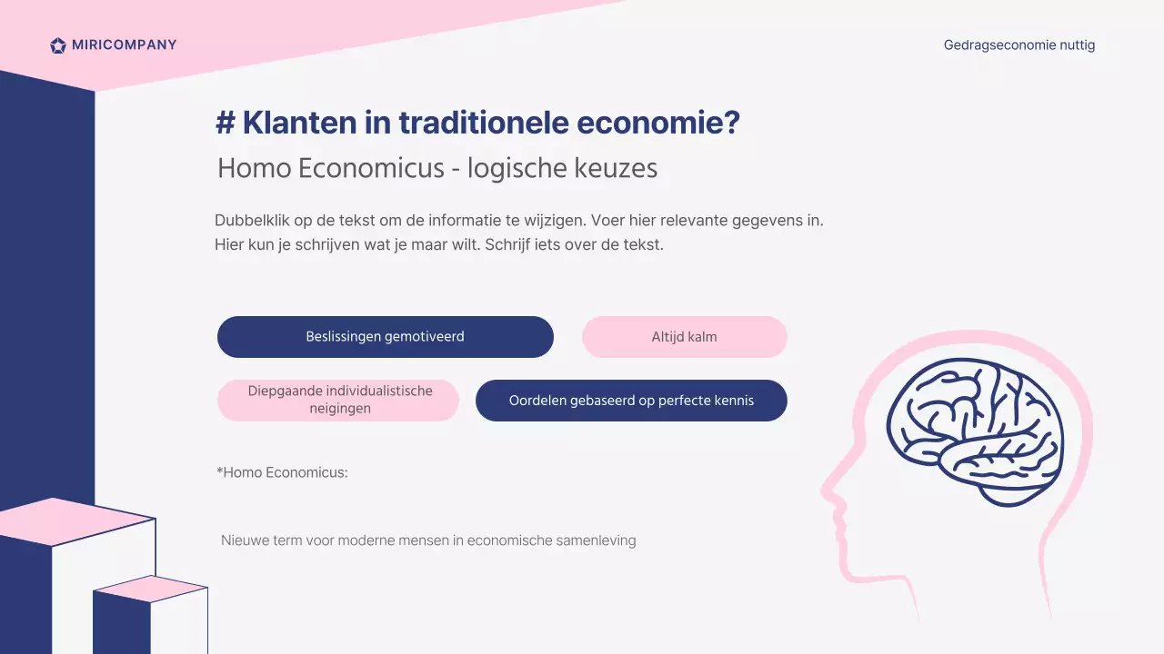 Gedragseconomie in het veld van de roze en marine verkooptraining presentatie