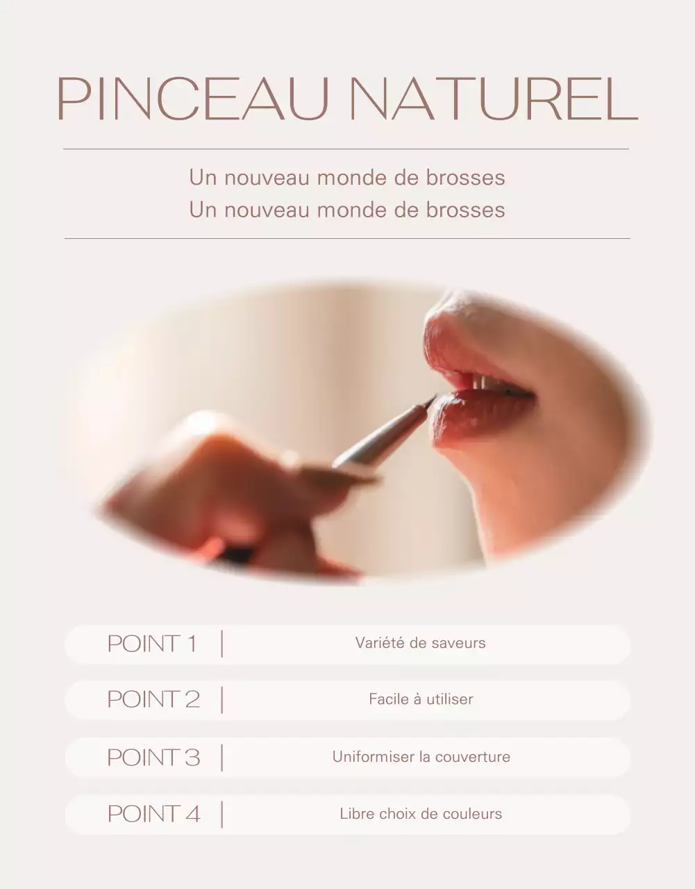 Brosses marketing sur fond marron clair