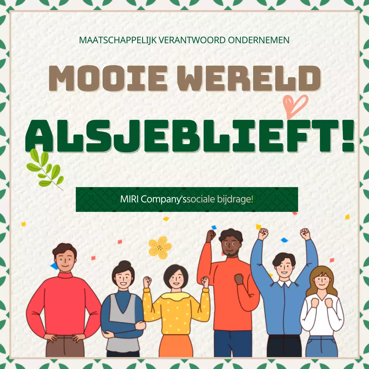 Maatschappelijk verantwoord ondernemen in groene en bruine illustraties