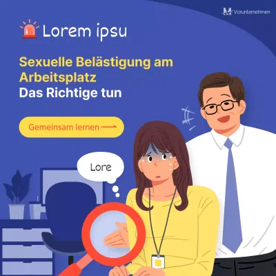 blau Hintergrund gelb rot Punkt Illustration Arbeitsplatz sexuelle Belästigung Social Media