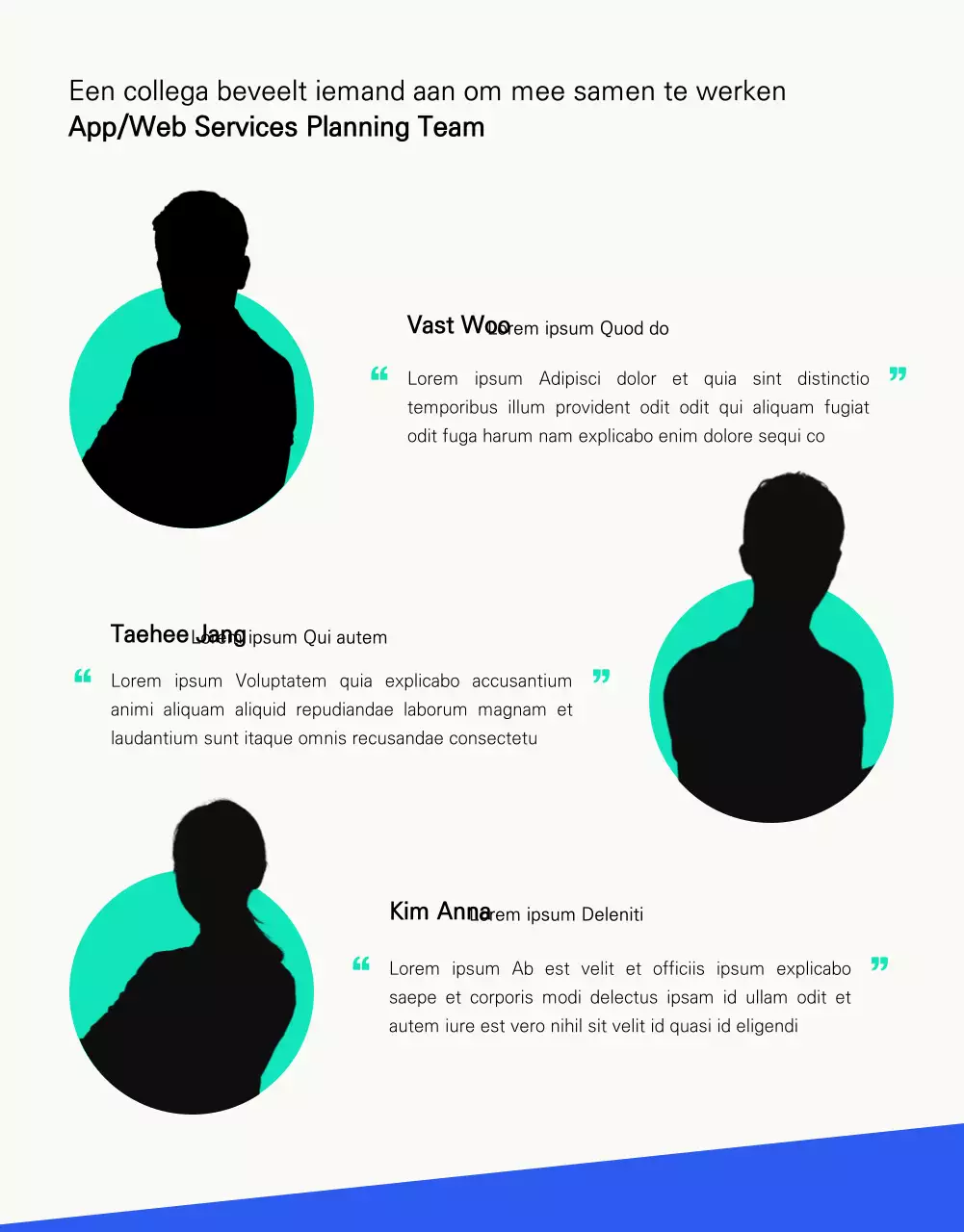 Strakke en eenvoudige vacature met mintblauwe accenten