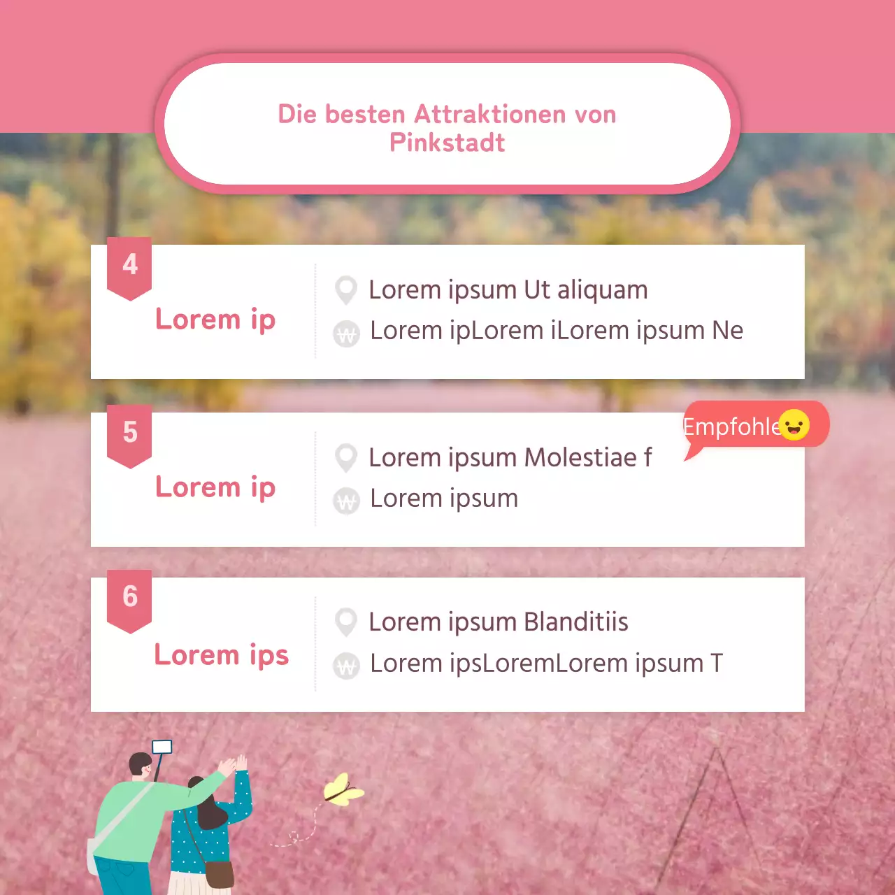 Rosa Mumie Attraktionen cardnews Design in Rosa