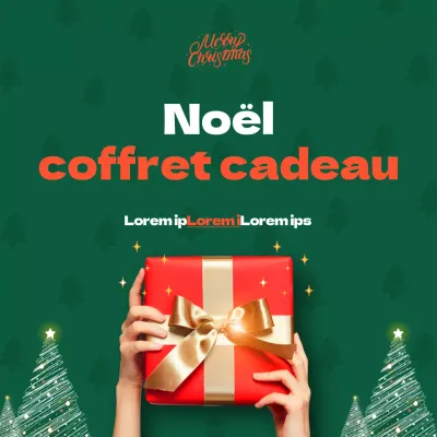 Promouvoir une vente de coupons avec des boîtes cadeaux kitsch en vert et rouge