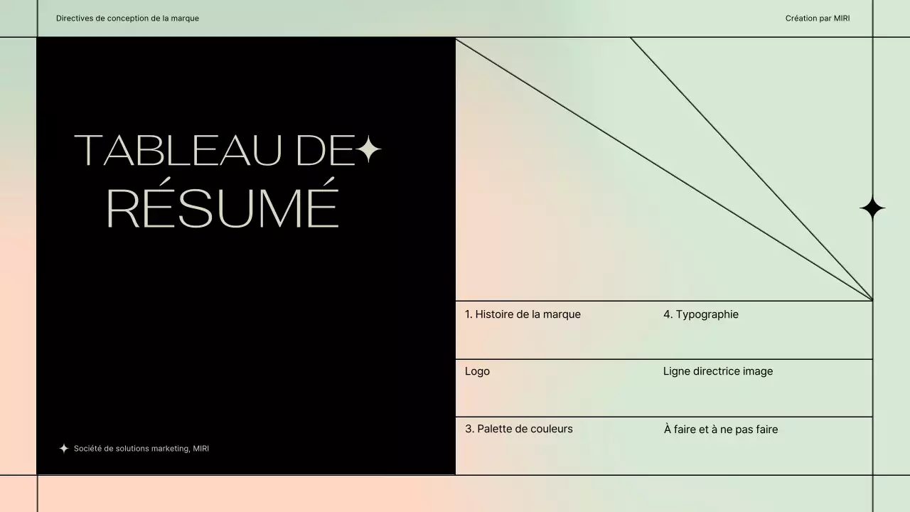 Lignes directrices simples pour la conception d'une marque avec un motif de lignes noires sur un fond pastel