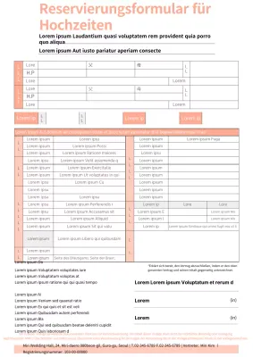 Buchungsvertrag für Pastell-Hochzeitsorte