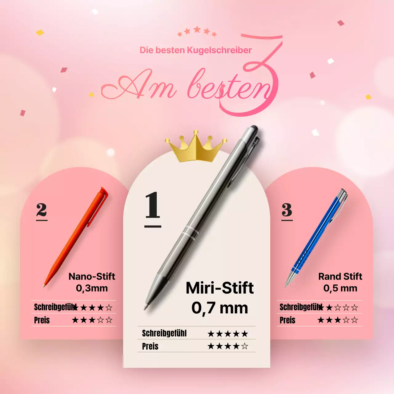 Die besten 3 rosa und niedlich handgeschrieben Leben Kugelschreiber