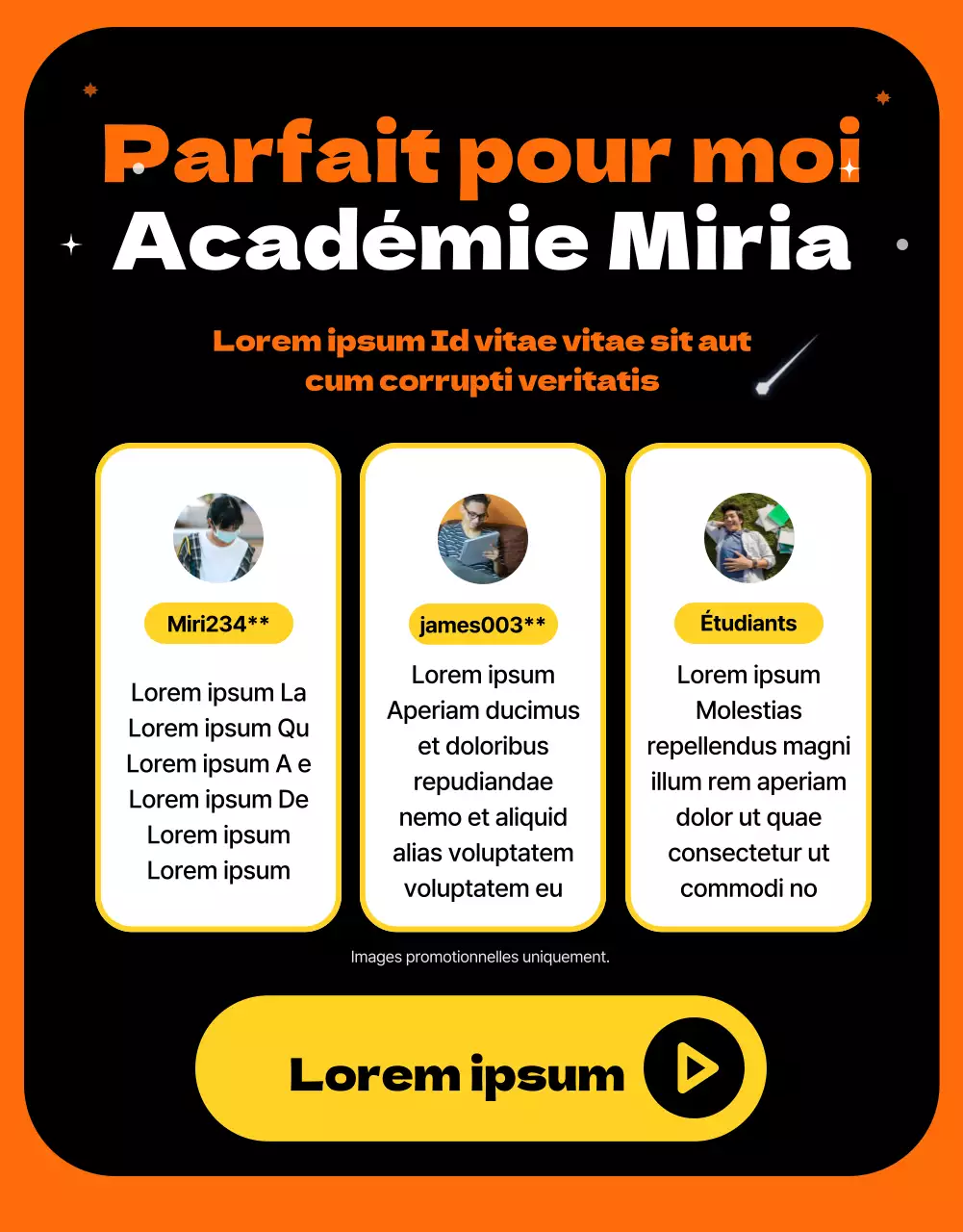 Un concept d'espace extra-atmosphérique avec des accents d'orange introduisant une école de transfert unique et amusante.