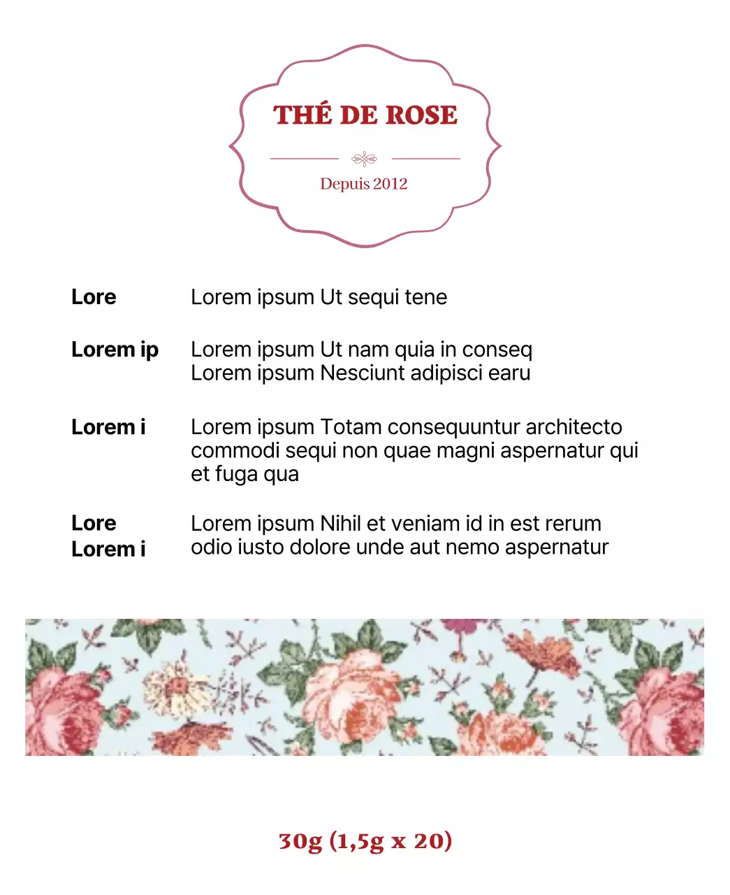 Sachets de thé violet et luxueux à la fleur de rose