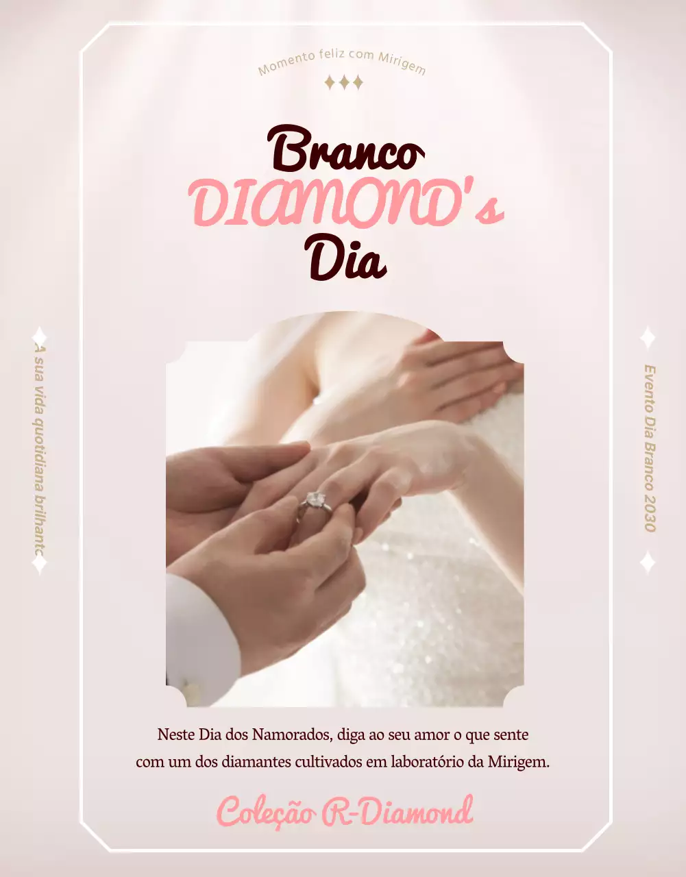 Promoção de oferta de anel de diamante White Day