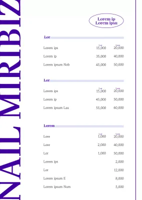 Cartellone del menu del salone per unghie semplice in viola