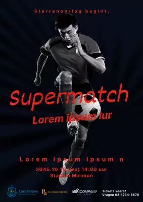 Zwart met rode voetbalposter