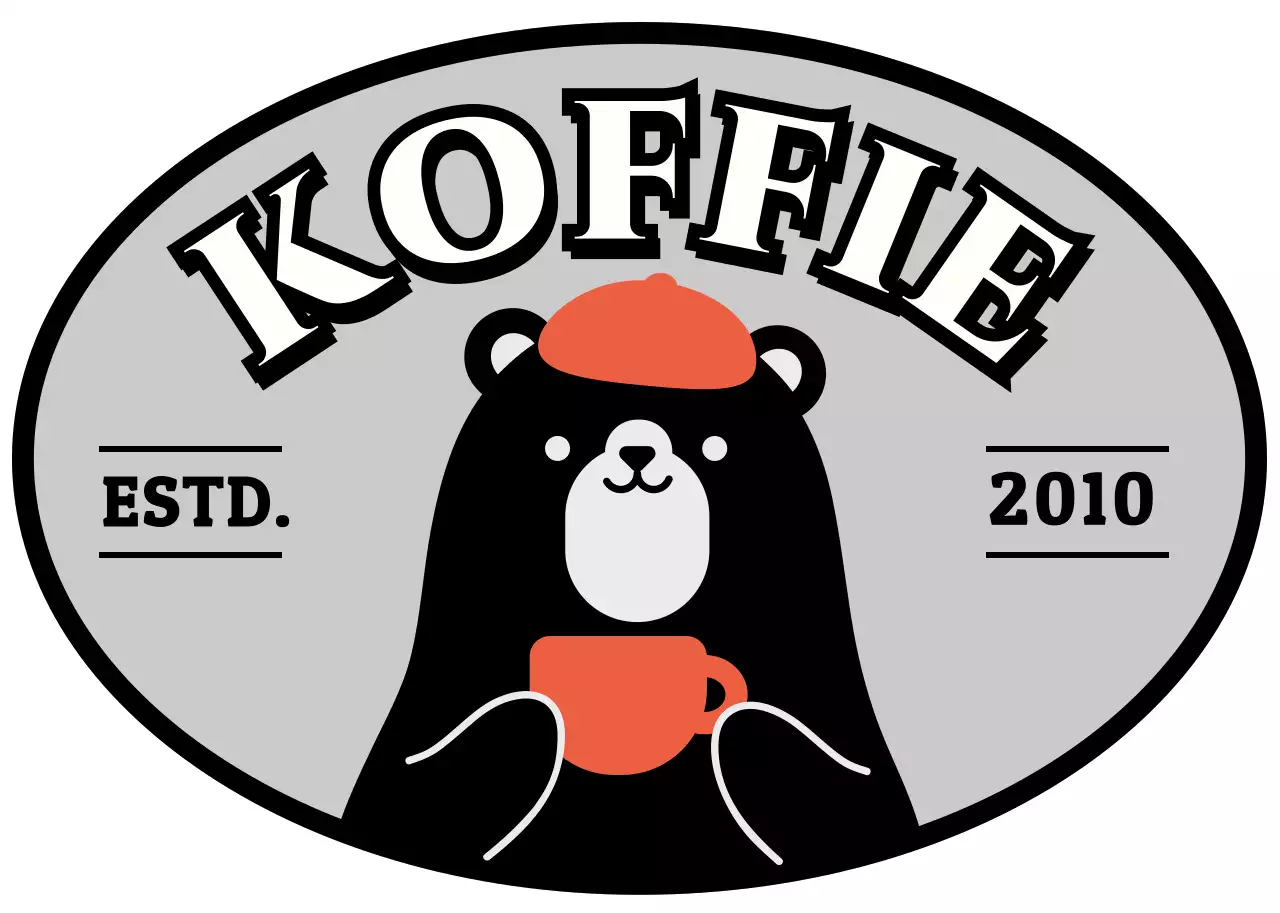 Zwart oranje retro leuk cafe logo cafe hoed