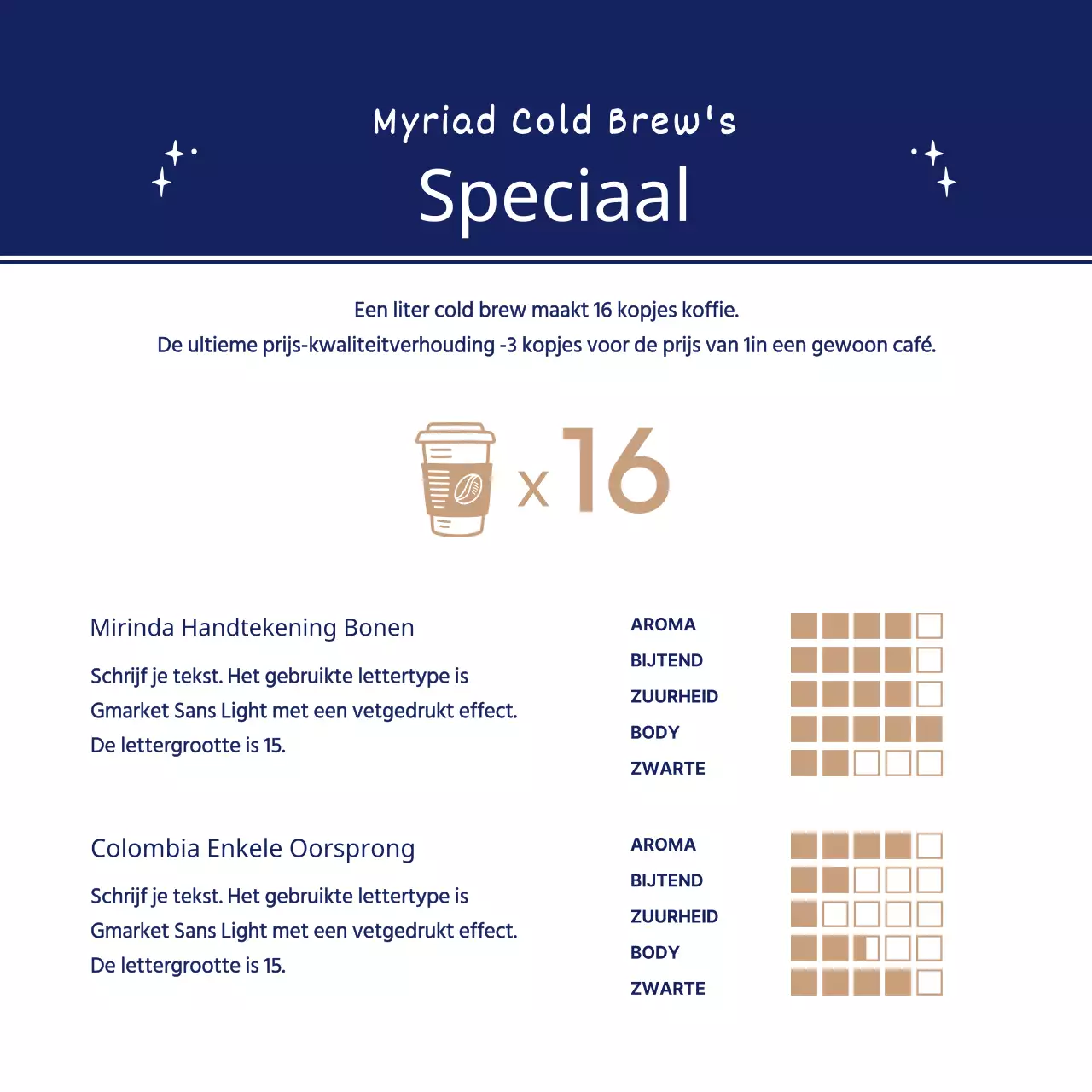 Clean cold brew koffie in wit en marineblauw